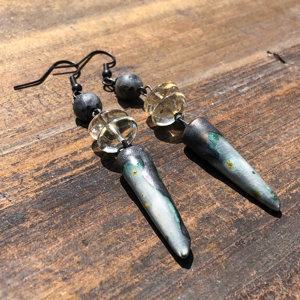 Ceramic Lemon Quartz Earrings - Picture 6 of 7